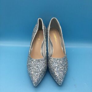 Eastanna Glitter Pointed Toe Pumps High Heel Dress Shoes